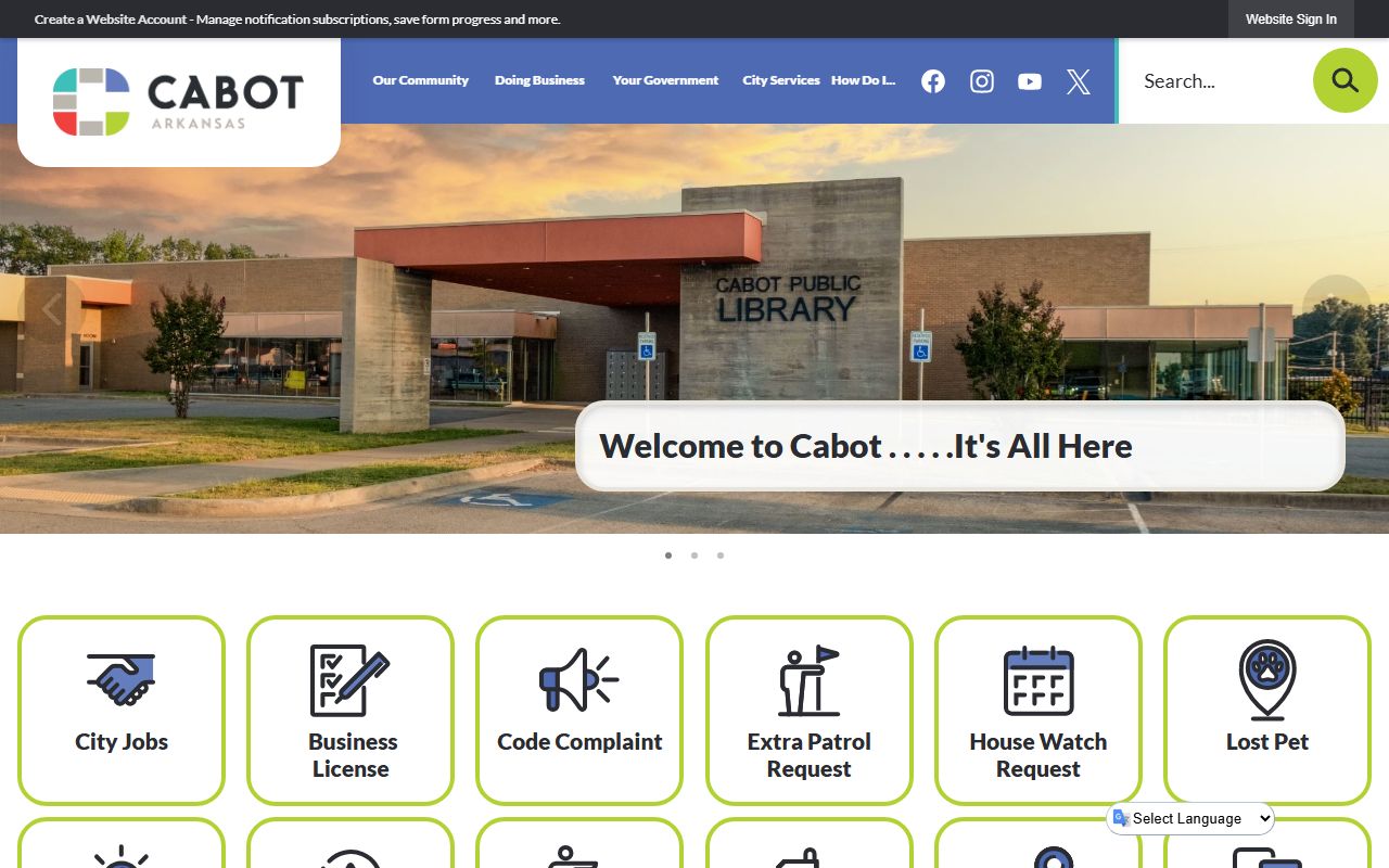 Cabot Arkansas city website for bench warrants and court info