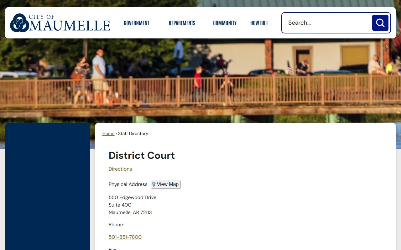 Maumelle District Court page for bench warrant cases