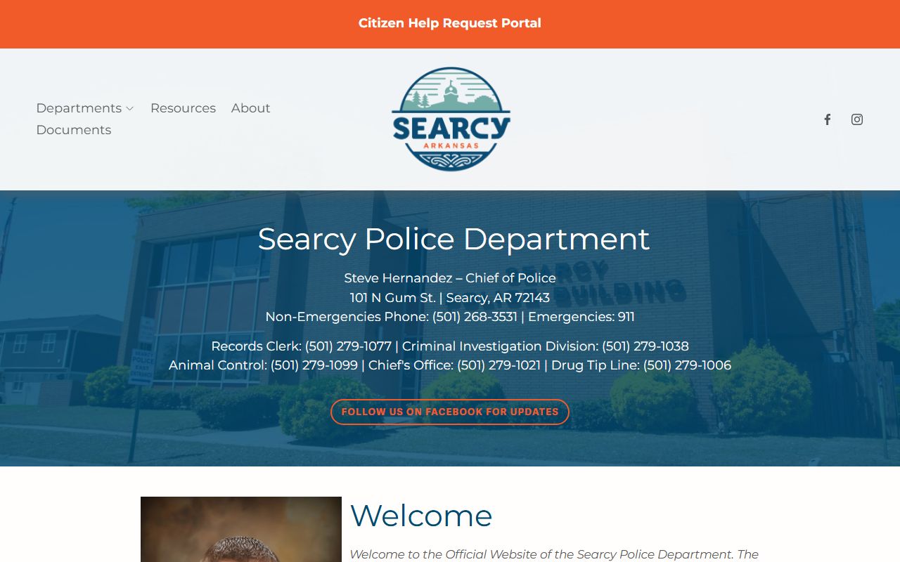 Searcy Police Department bench warrants and records info