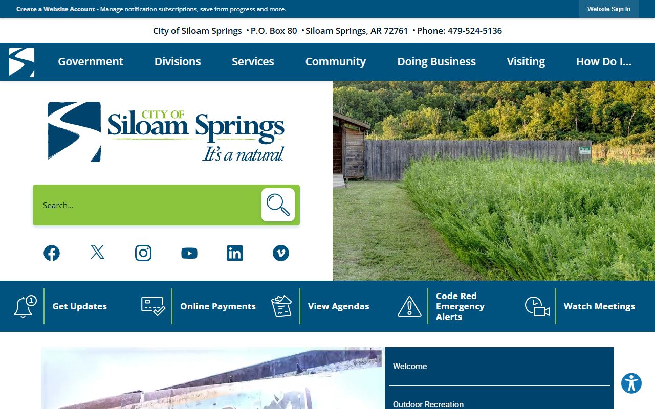 Siloam Springs city website for court and police info