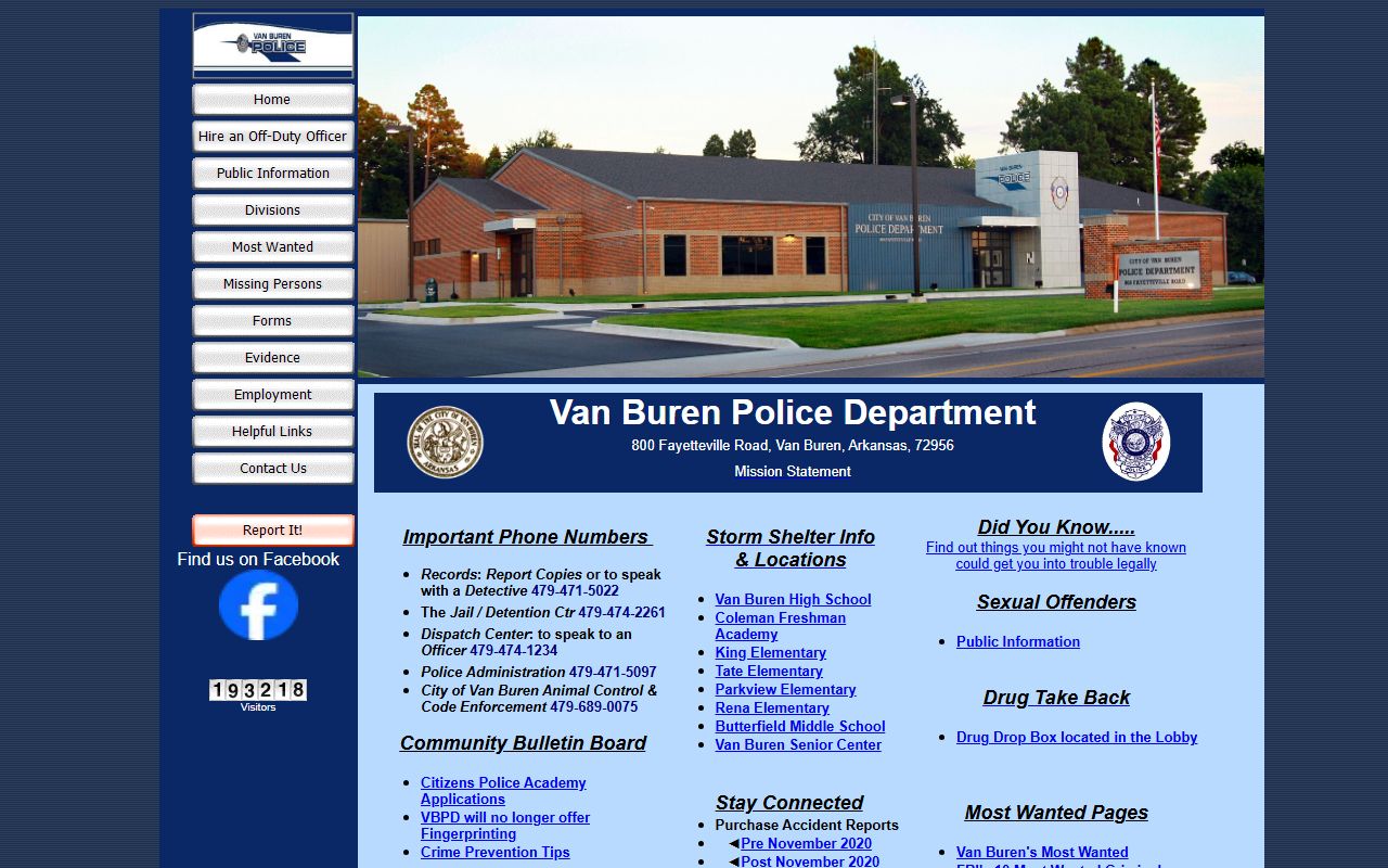 Van Buren Police Department bench warrants contact info