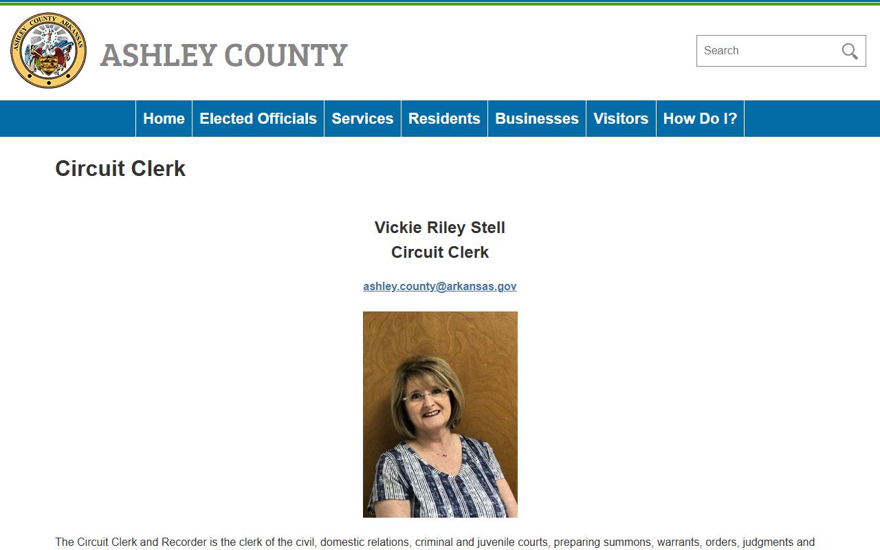 Ashley County Circuit Clerk site for bench warrants