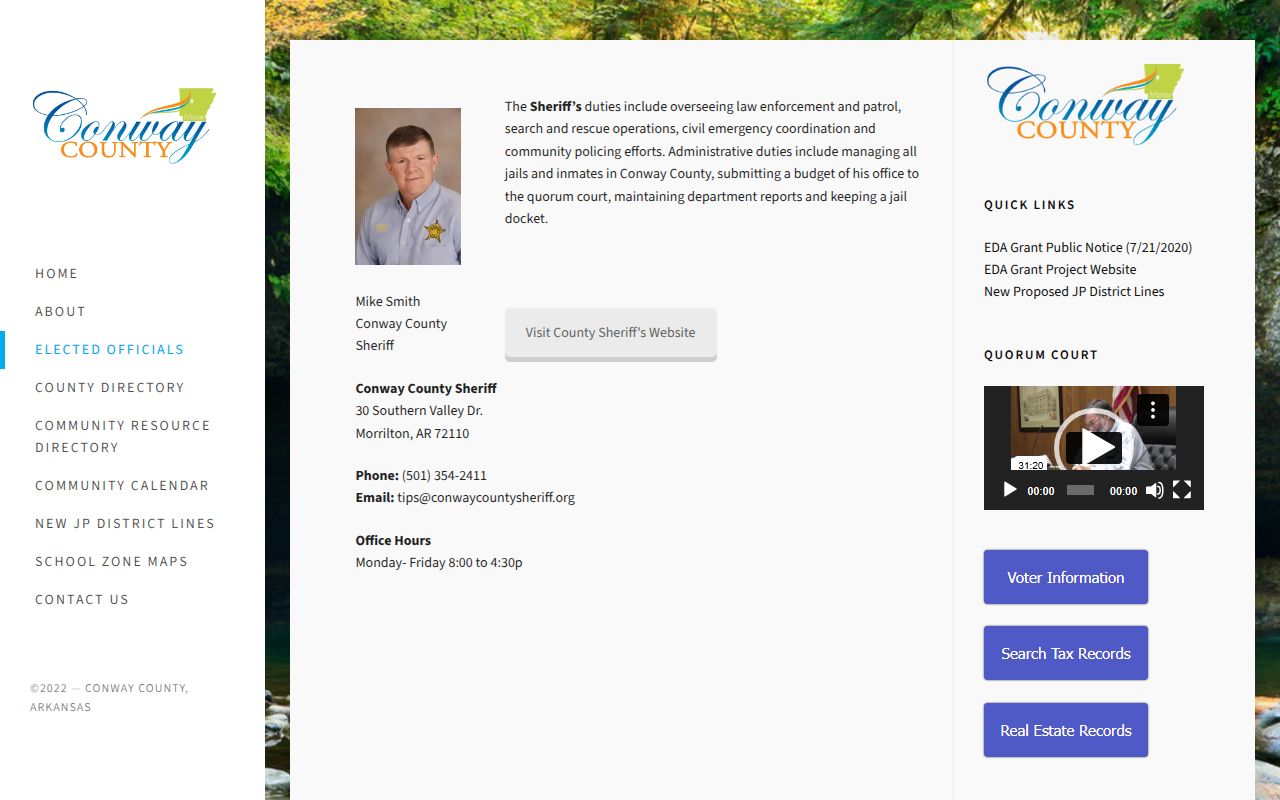 Conway County Sheriff page for bench warrants