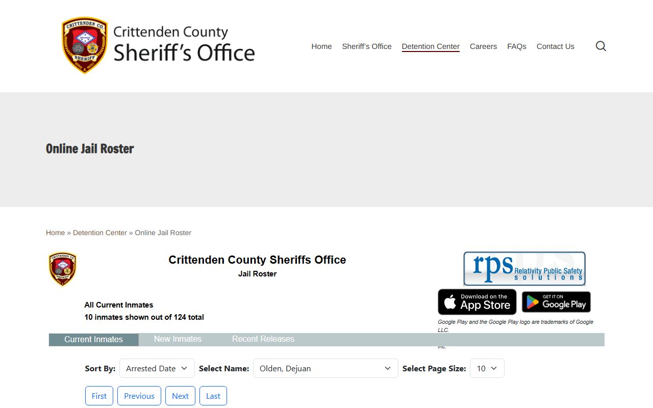 Crittenden County jail roster for bench warrants