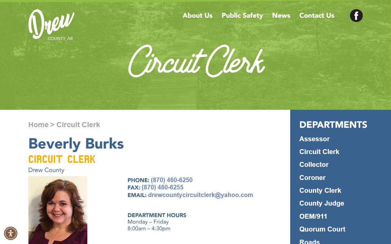 Drew County Circuit Clerk page for bench warrants