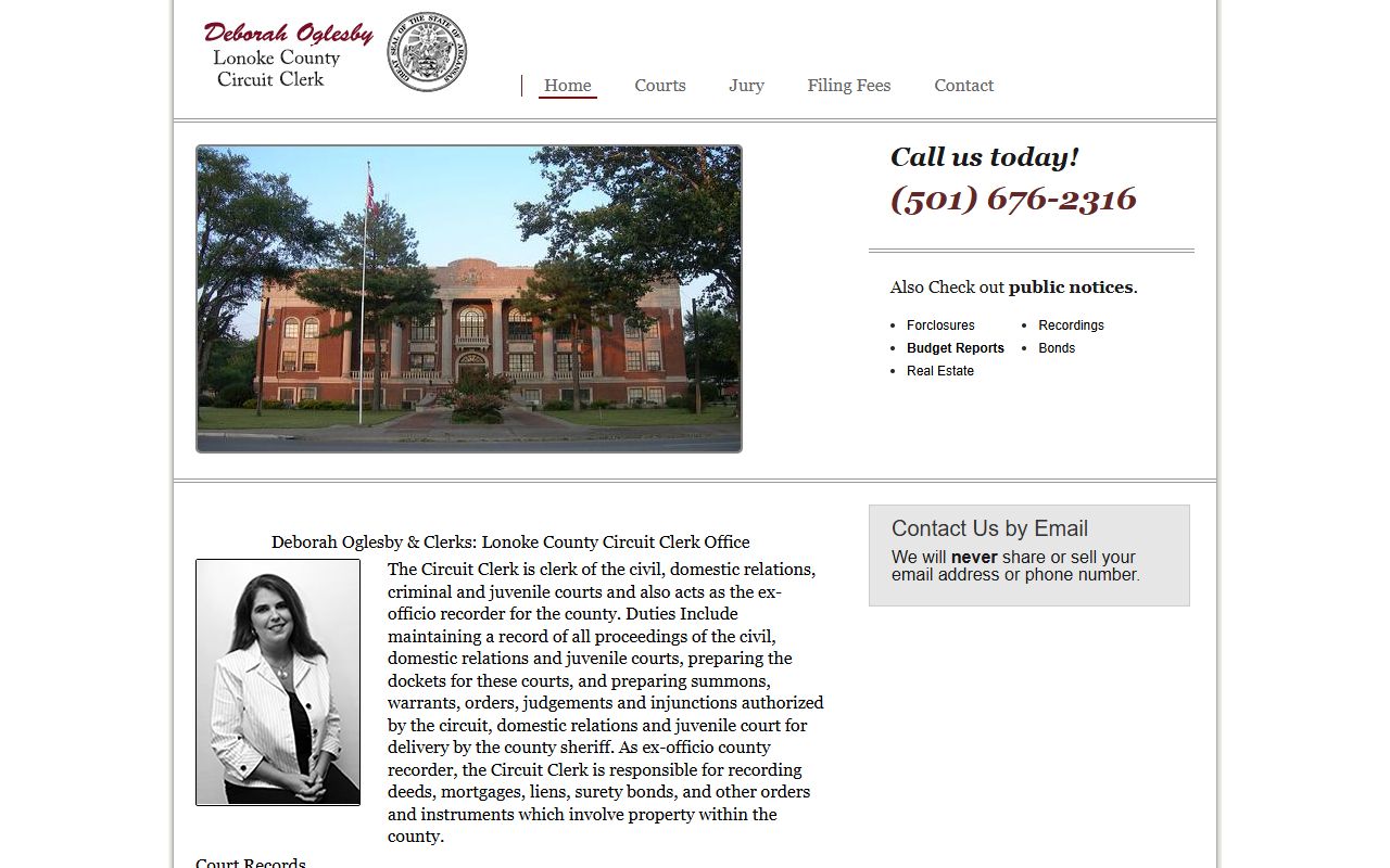 Lonoke County Circuit Clerk office for bench warrants