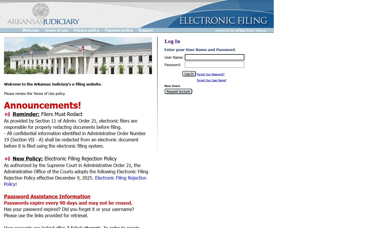 Arkansas eFiling system eFlex for bench warrant motions